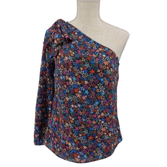 J. Crew Jacuzzi One Shoulder Top In Kaleidoscope Star Print Women's 4 Party - Picture 4 of 10